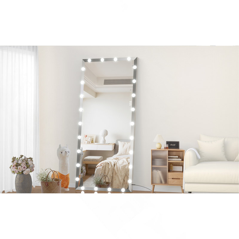 Extra - Large LED Full - Body Vanity Mirror: 3 Color Mode Lights, Aluminum Frame, Hang Vertically Or Horizontally, Perfect For Dressing Rooms & Bedroom, Silver