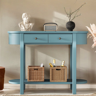 Elegant Retro Console Table With Curved Design And Smooth Glaze For Entryways, Living Rooms And Hallways