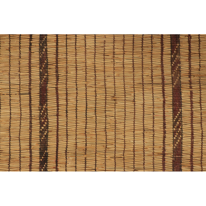 Vintage Tuareg Mat Runner, Stripes In Warm Gold And Brown Tones - Rug & Kilim