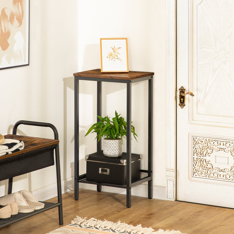 Raimondas 28.9" Tall End Table, Rustic Brown/Black