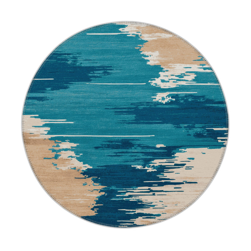 Watercolor Beige Indoor and Outdoor Area Rug, Rectangle 5' x 7'