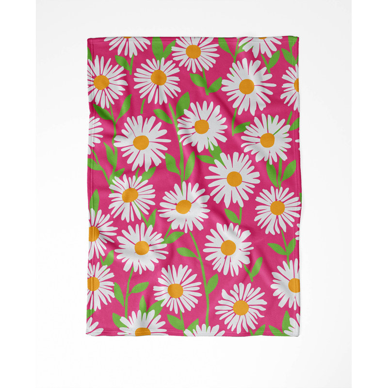Couverture en velours de molleton Sweet Daisy, Floral rose vif, L 80 po x l 60 po