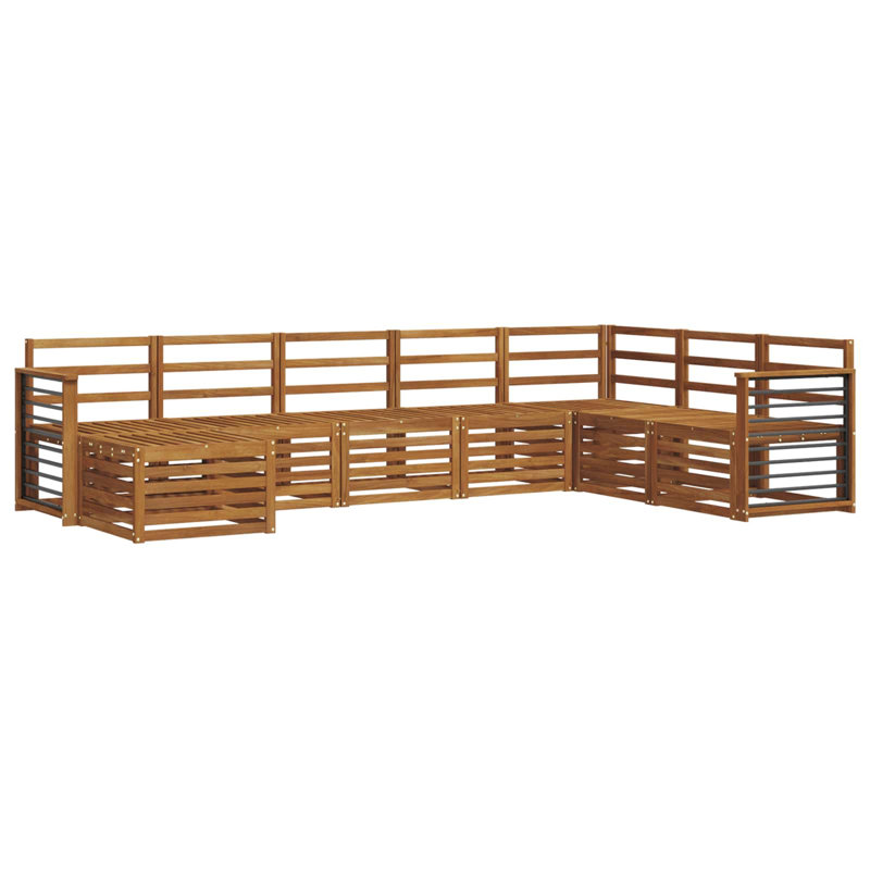 306 cm W Solid Wood Patio Corner Sofa Set