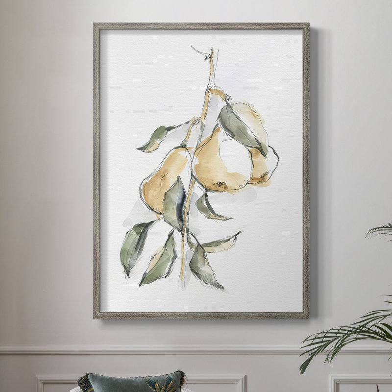 Watercolor Fruit Contour I  Framed Print - Solid Wood, 11" H x 9" W