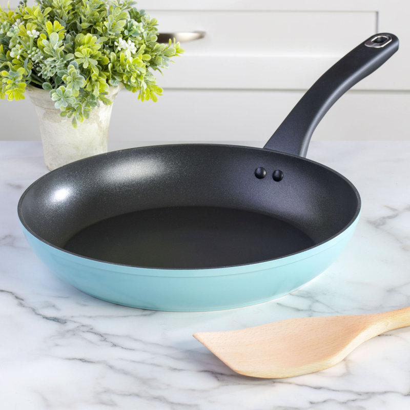 Dusty Blue 11 Inch Aluminum Nonstick Frying Pan with Enameled Finish