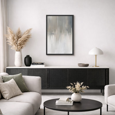Minimal paysage blanc et gris grunge industriel abstrait minimalisme contemporain nordique neutre, impression sur toile