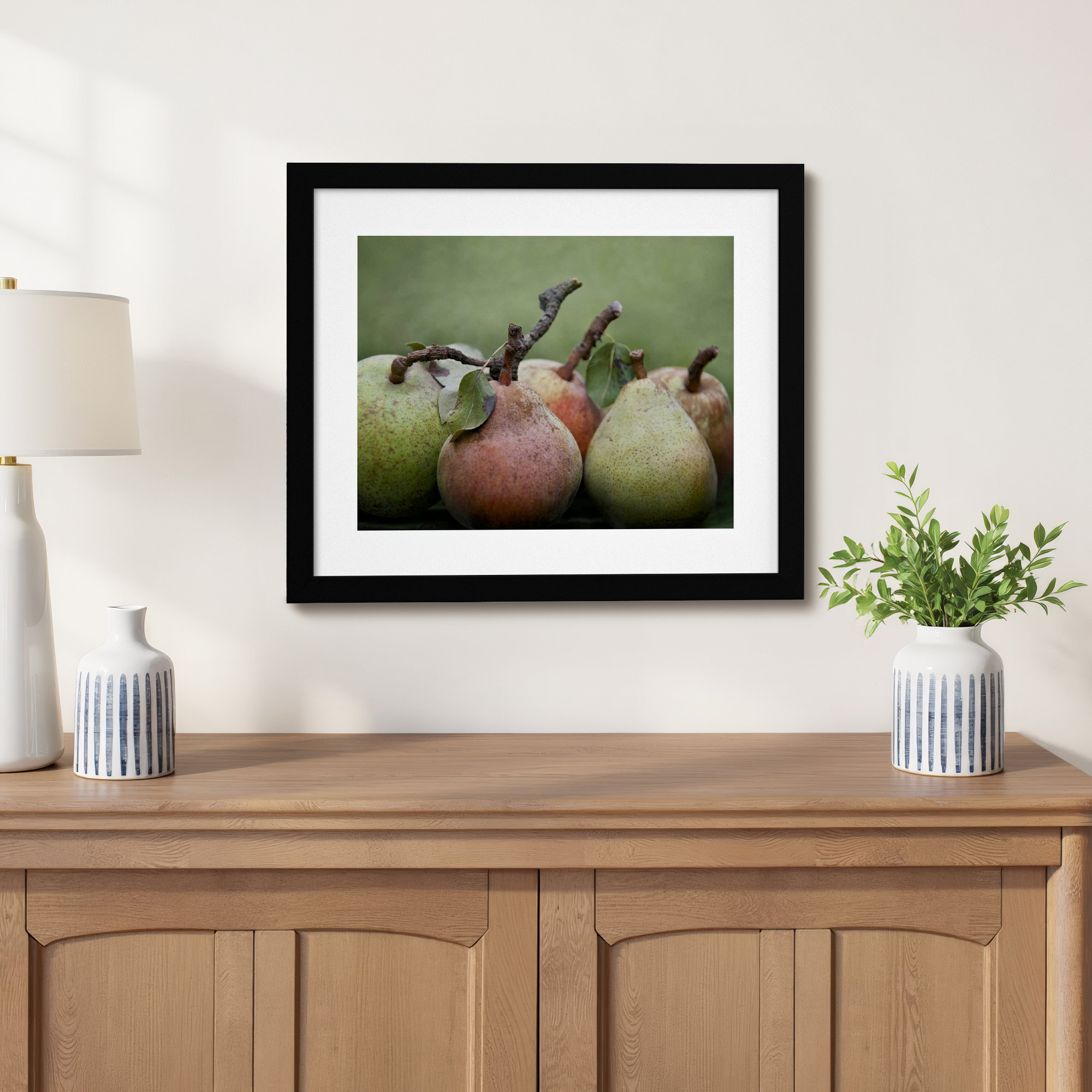 Comice Pears I by Rachel Perry, Black Framed, 14.56" H x 17.19" W x 0.875" D