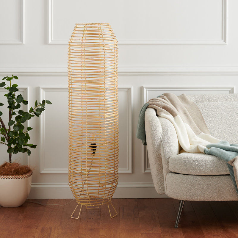 Morabito 50.5'' Black Column Floor Lamp, Natural