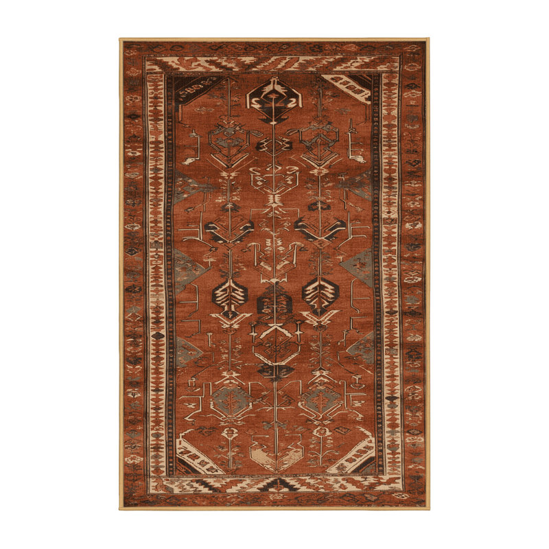 Tapis brun turc lavable à la machine, Rectangulaire 3 pi x 5 pi