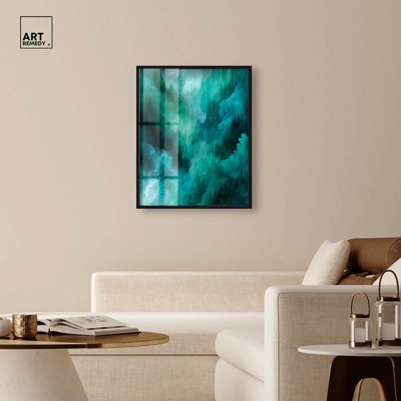 Art texturé sarcelle texturé bleu sarcelle II par Art Remedy, H 37 po x l 31 po, Noir