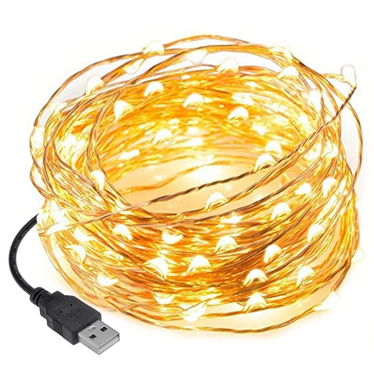 Battery Powered LED Fairy Lights with Silver Wire - 13ft
