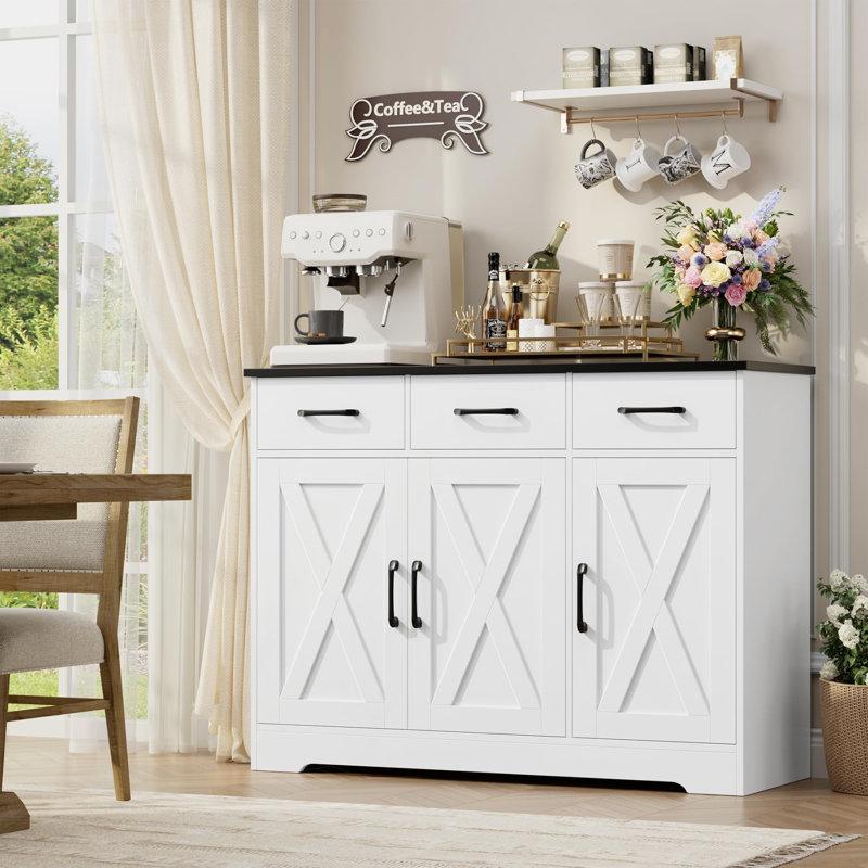 108cm Sideboard, White/Black