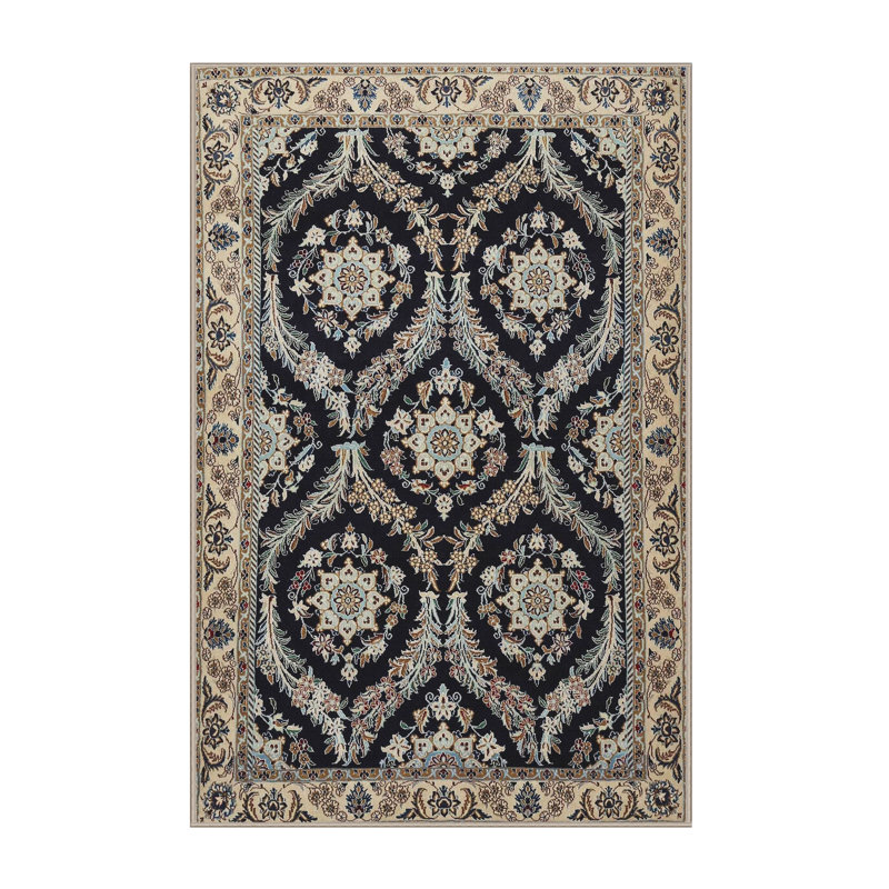 Tapis bleu/beige traditionnel Peirson, Rectangle 4 pi x 6 pi