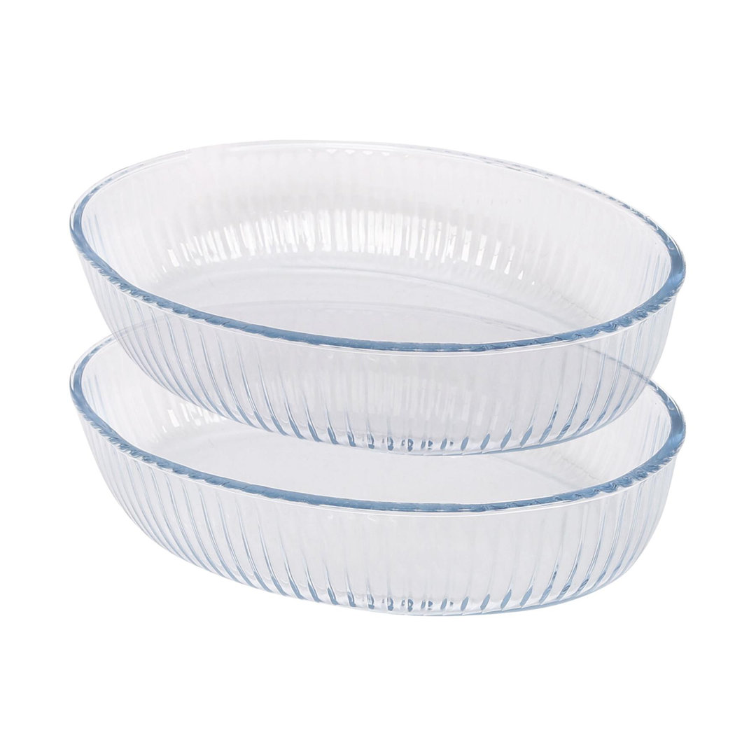 Argon Tableware - Optical Oval Glass Oven Baking Dishes - Set of 2