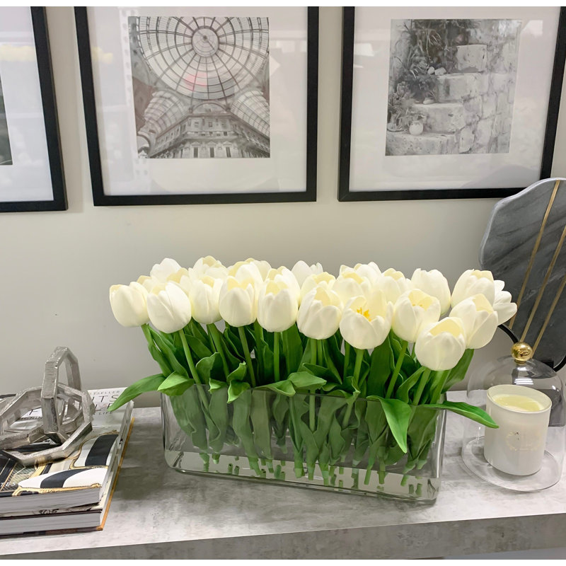 Tulip Stems in Vase, 10" H x 17" W x 6" D