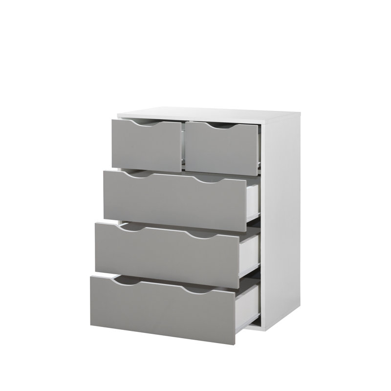 Bohl 5 - Drawer Chest of Drawers, White/Grey
