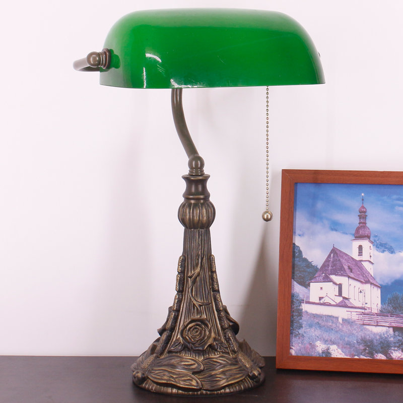 Petite lampe de table en verre coloré Tiffany Banker
