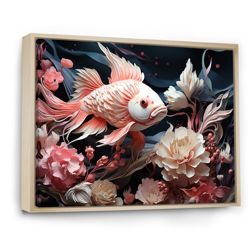 Coral and Sharks Collage Symetry I - plage et océan, reproduction d'art mural, Cadre naturel flottant