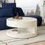 Table basse ronde de 31,5 po, table de salon et de chambre à coucher blanche moderne, avec rangement, rayures verticales et blanc fiable, aucun assemblage requis. Rangement central pour la chambre à coucher. Stripe Enigma. 110 lb-334289135
