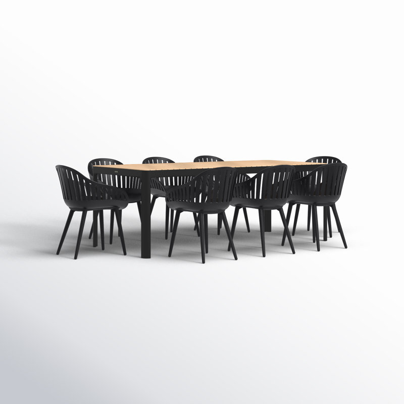 Bahjat 8 - Person Teak Patio Dining Set with Rectangular Table
