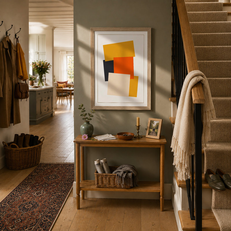 Tilted Geometry Geometric - Framed Print, A1 - 84.1 x 59.4 cm, Oak