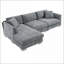 Canapé modulaire moderne en chenille 4 places avec méridienne surdimensionnée, 2 coussins | Chenille | Gris clair-50342689