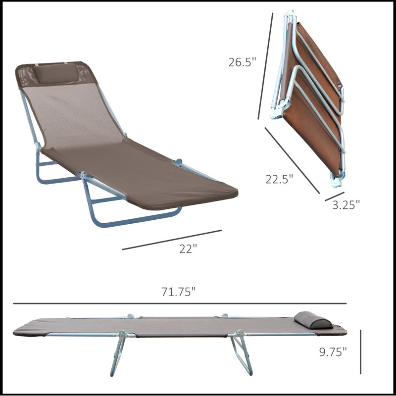 Outsunny Folding Chaise Lounge Chair, Pool Sun Tanning Chair, Outdoor Lounge Chair with 5-Position