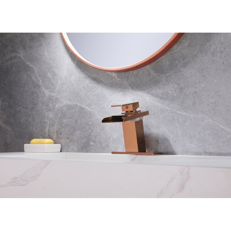 Single-Hole Single-handle Bathroom Faucet with Drain Assembly, Rose Gold