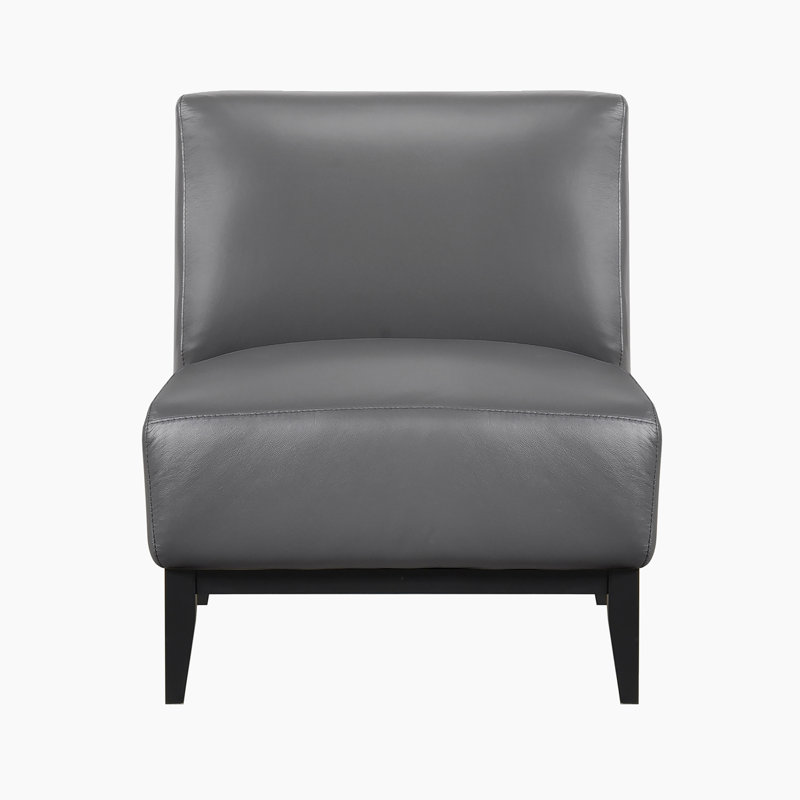 Timmins 28.5" Modern & Contemporary Accent Chair with 100% Top Grain Buffalo Leather, Solid Wood Legs, High-Density Foam Seat Cushions