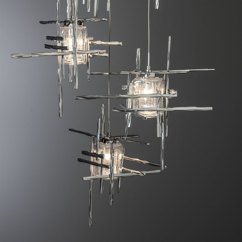 Tura 5 - Light Cluster Pendant, 50" - 130", Seeded Clear, Sterling