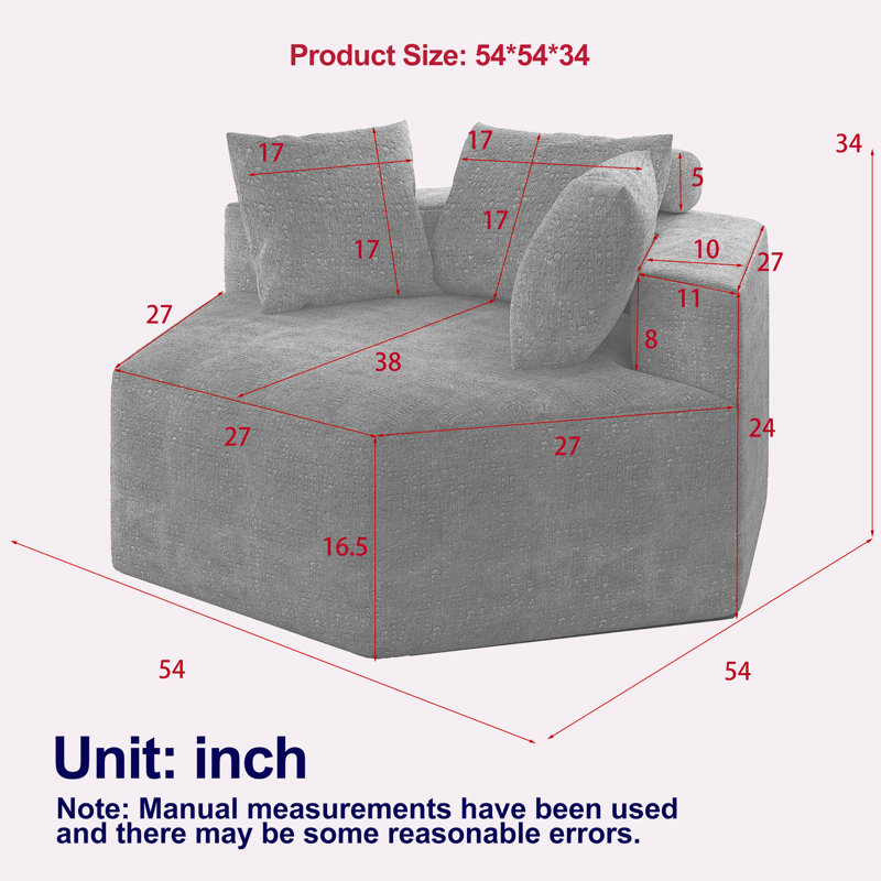 54"L Chenille Sponge single sofa, Green