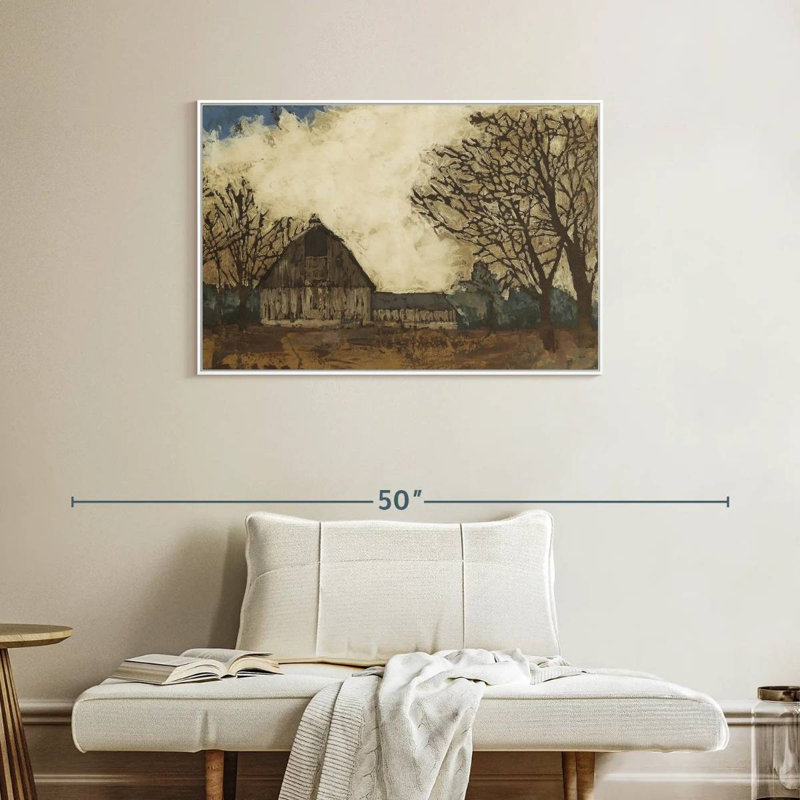 Erst passer la grange I, Cadre flottant blanc, 37 po x 25 po