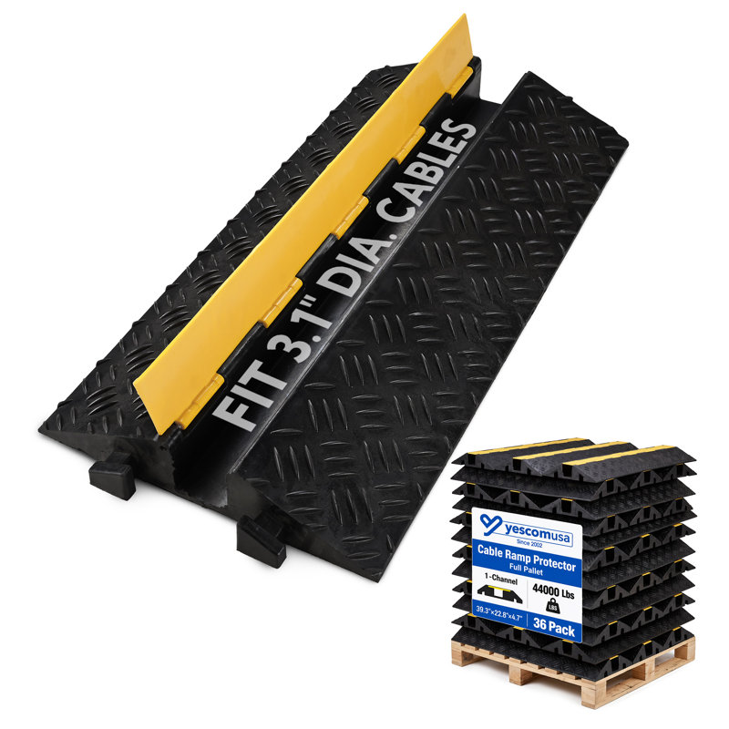 Yescom Lot de 36 rampes de protection de câbles à 1 canal, compatibles avec tuyaux de 3 pouces de diamètre, palette complète