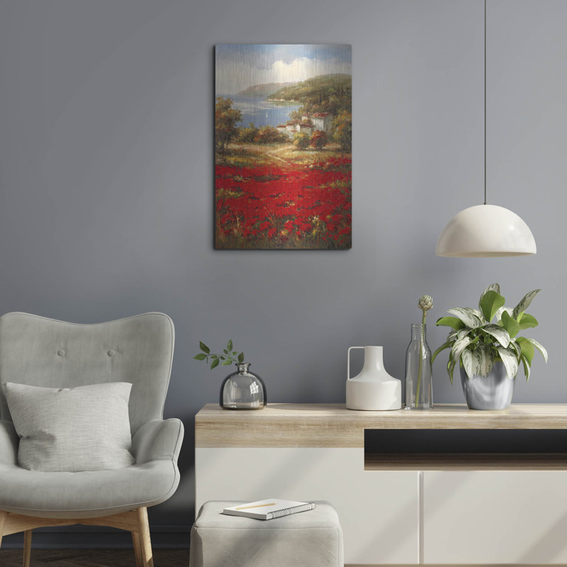 Lark Manor ™ «Poppy Harbor» par Marino, art mural en métal, H 24 po x l 16 po