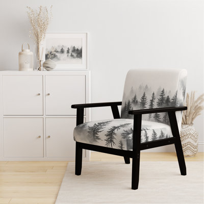 Chaise d'appoint Forest - Forêt monochrome - Chaise avec accoudoirs gris et blancs