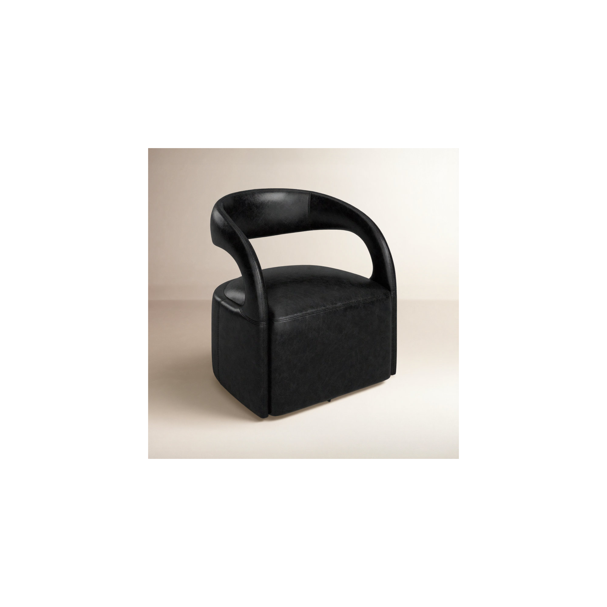 Finton Upholstered Swivel Armchair, Sonoma Black Genuine Leather