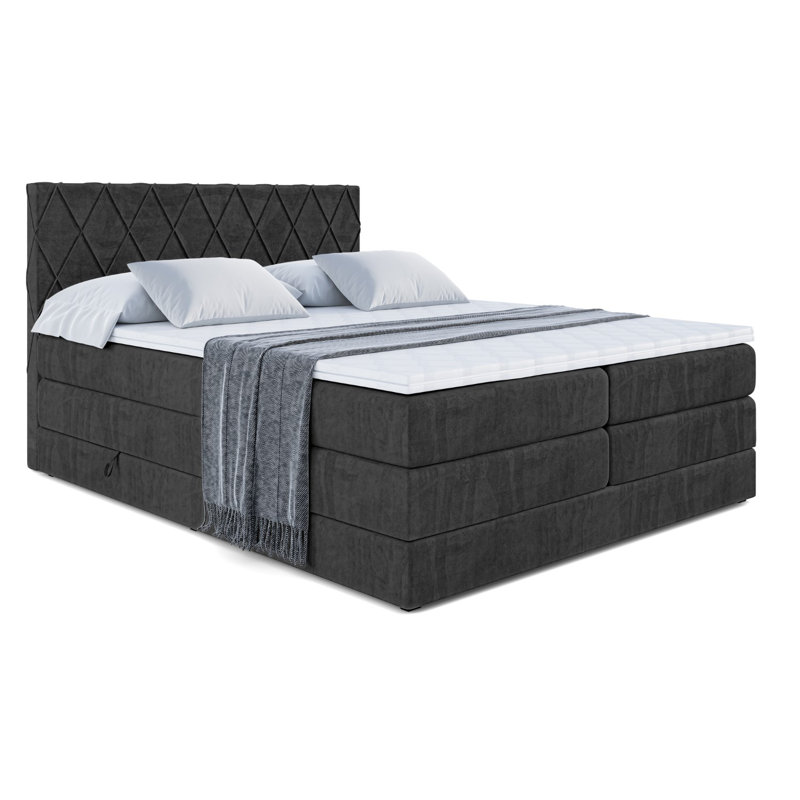Brusch Pocket Spring Mattress Divan Bed Set, 140 x 200cm, Black