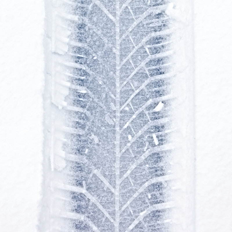 Fresh Tire Track In The Snow by Mbbirdy - No Frame Art Prints on Canvas, 122cm H x 81cm W