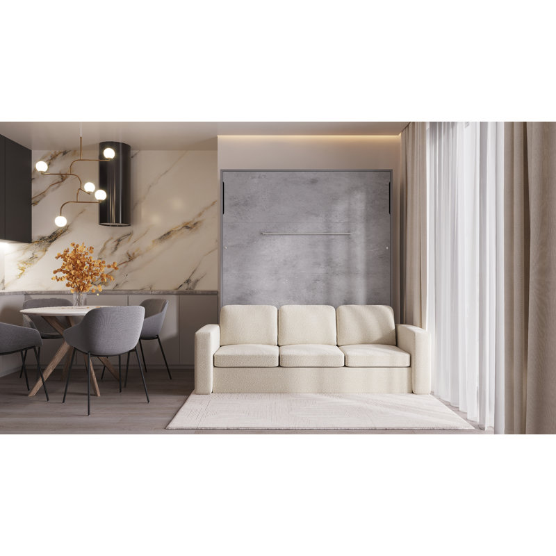 Neidelin Upholstered Murphy Bed, Slate Grey/Cream