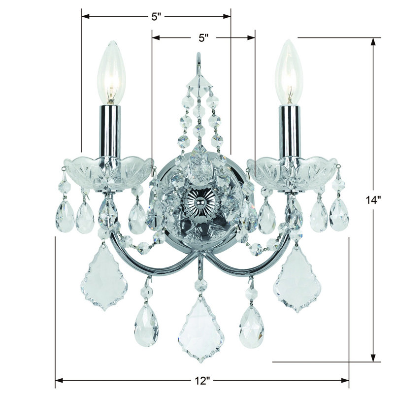 Applique murale à 2 lumières Leveille, Strass Swarovski, Chrome