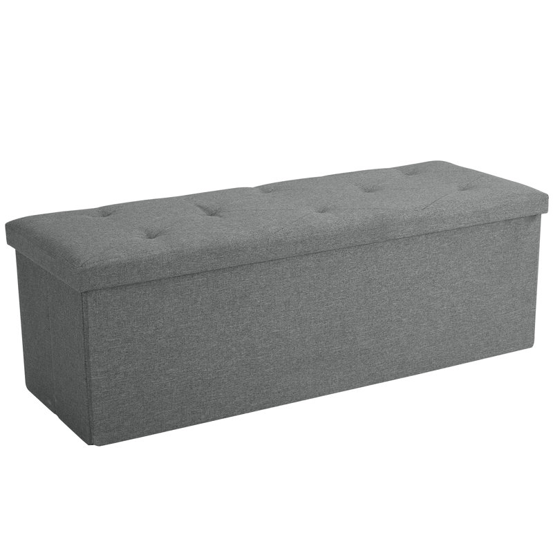 Upholstered Ottoman, Dark Gray Polyester Blend