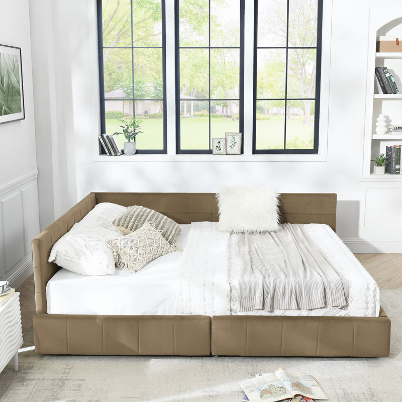 Storage Upholstered Tufted Bed Frame, Sofa Bed Frame With Comfortable Backrest And Armrests, Bed For Bedroom, Living Room,Velvet