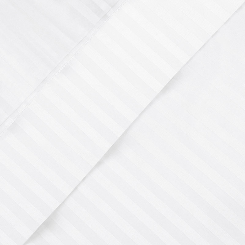 Parinaaz 600 Thread Count 100% Egyptian Cotton Striped Sheet Set, White, Twin XL