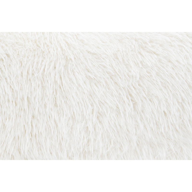 Fauteuil pivotant contemporain en fausse fourrure blanche à 360° avec coussin, doux et luxueux, idéal pour le salon ou la pièce principale.