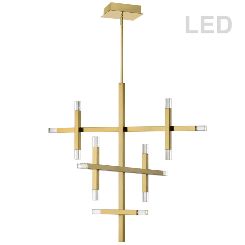 Lustre linéaire moderne à 1 lumière pour îlot de cuisine Kahliel, Laiton vieilli