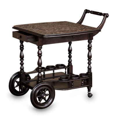 Faidon Solid Wood Bar Cart with Stools