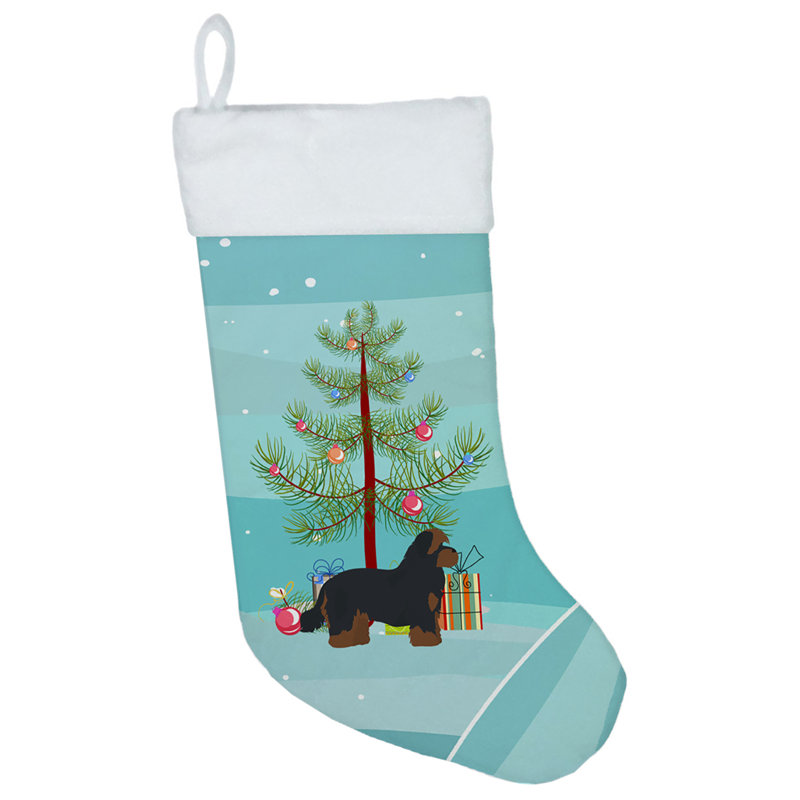 Chaussette de noël joyeux de noël, Shorkie noir
