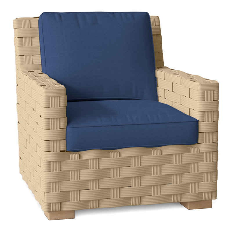 St. Barts Outdoor Lounge Chair, St. Barts Natural Rope, Canvas Navy Sunbrella® Canvas
