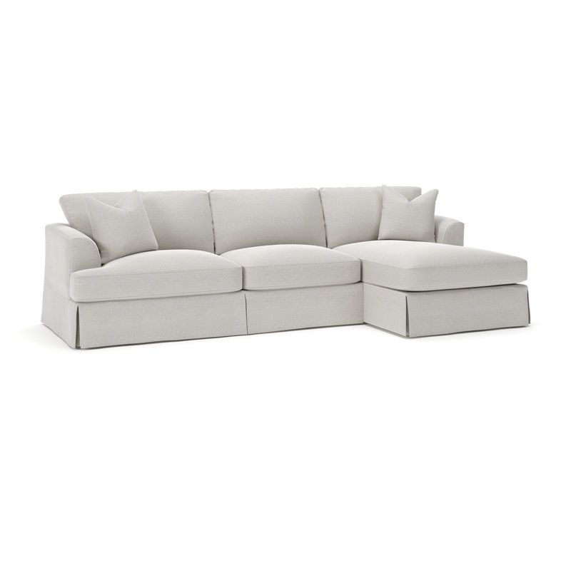 Lucia Chaise Sectional, Right Hand Facing, Drusky Ivory Sustain® Basketweave