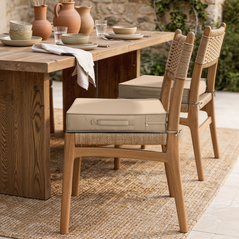 Housses de coussin d'extérieur pour chaise de salle à manger 17 x 16 x 2 (ensemble de 2 housses), 2, L 17 po x P 16 po, Sable